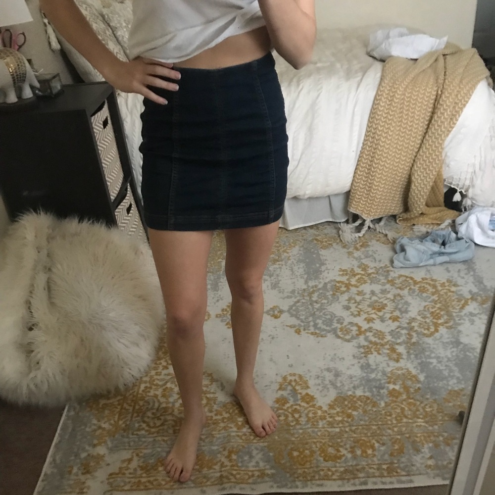 Free people denim mini skirt